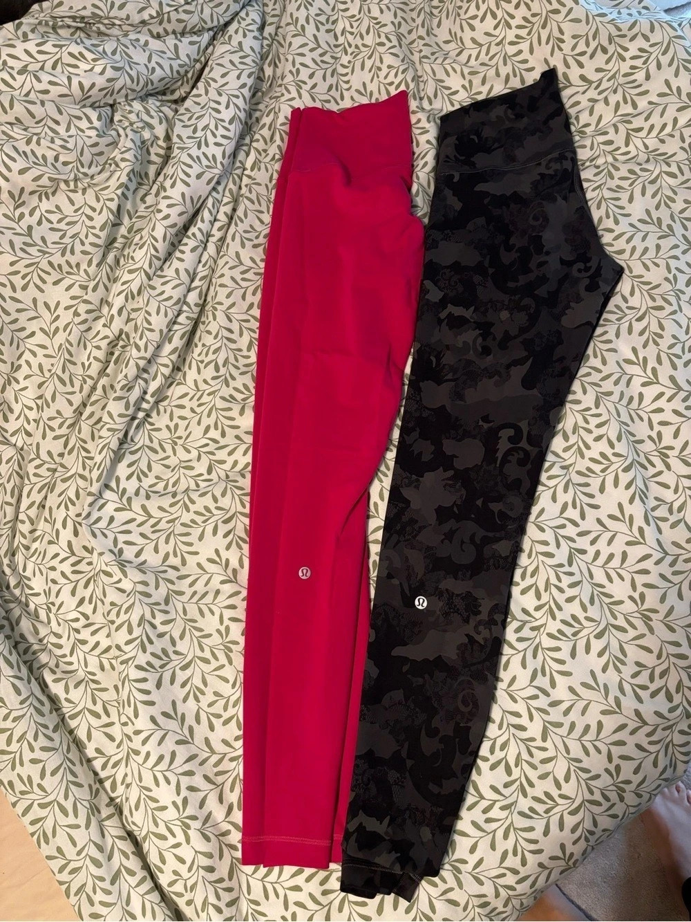 Lululemon Align Pant set of 2 black and pink Athletic Leggings Size 8 GUC